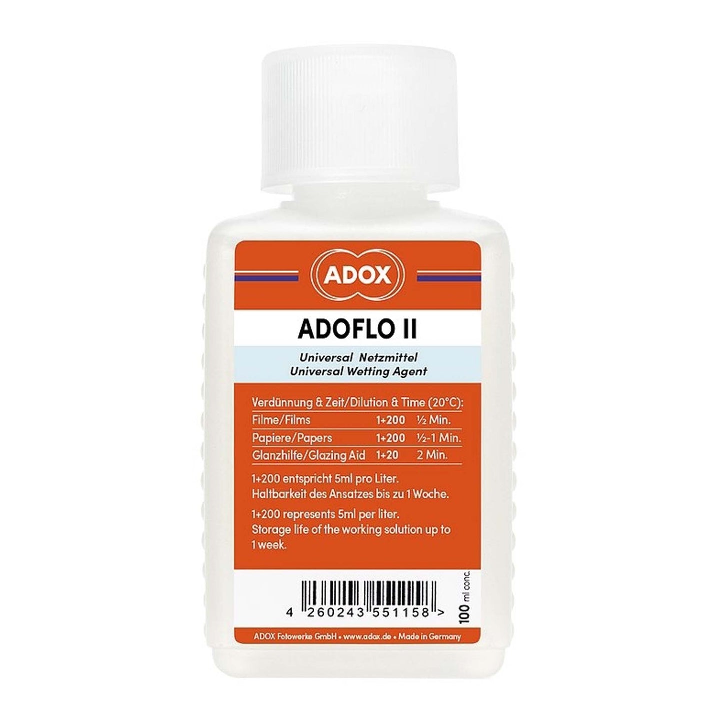 ADOX ADOFLO bevochtigingsmiddel wetting agent 100 ml concentraat.
