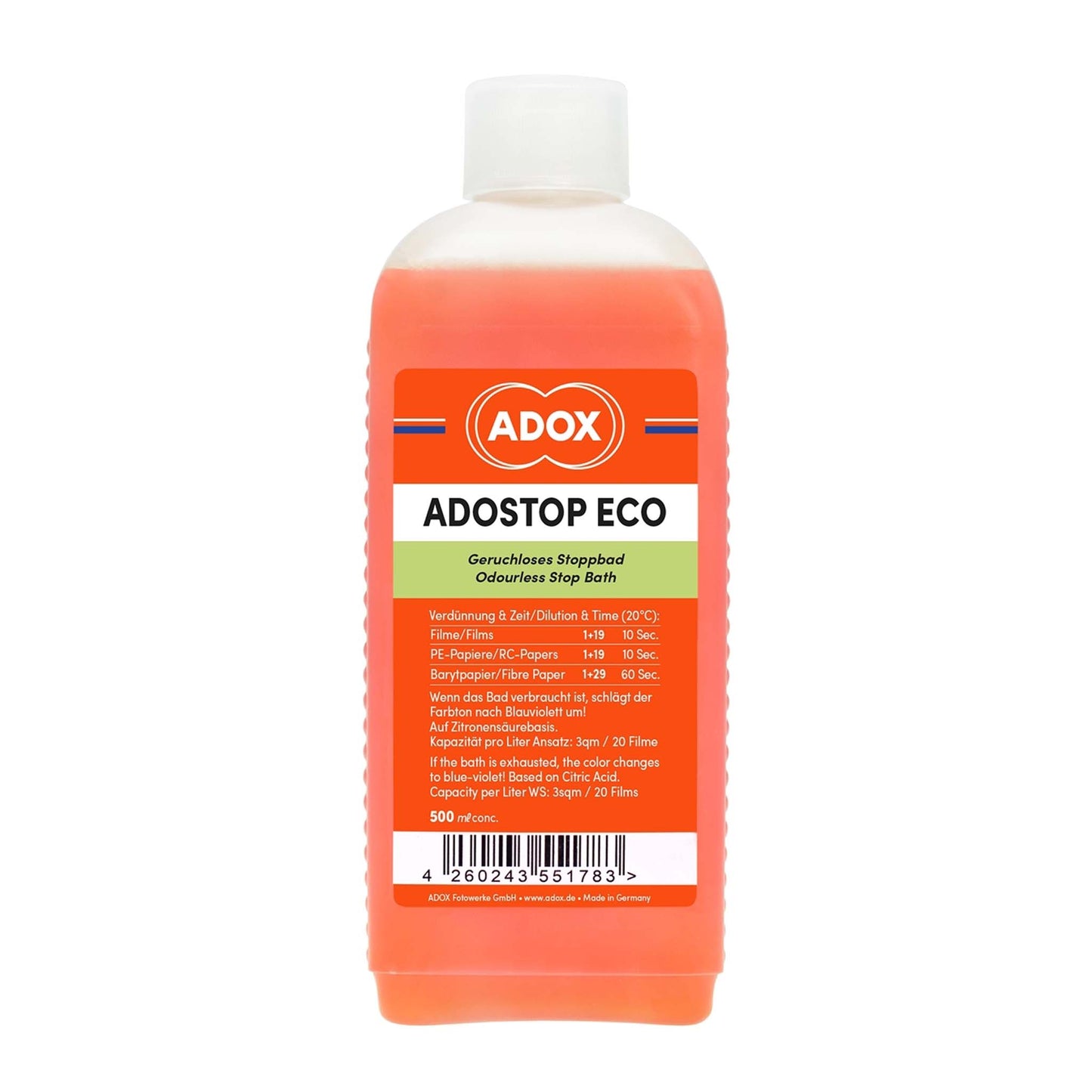 Adox Adostop Stopbad 500 ml reukloos met indicator