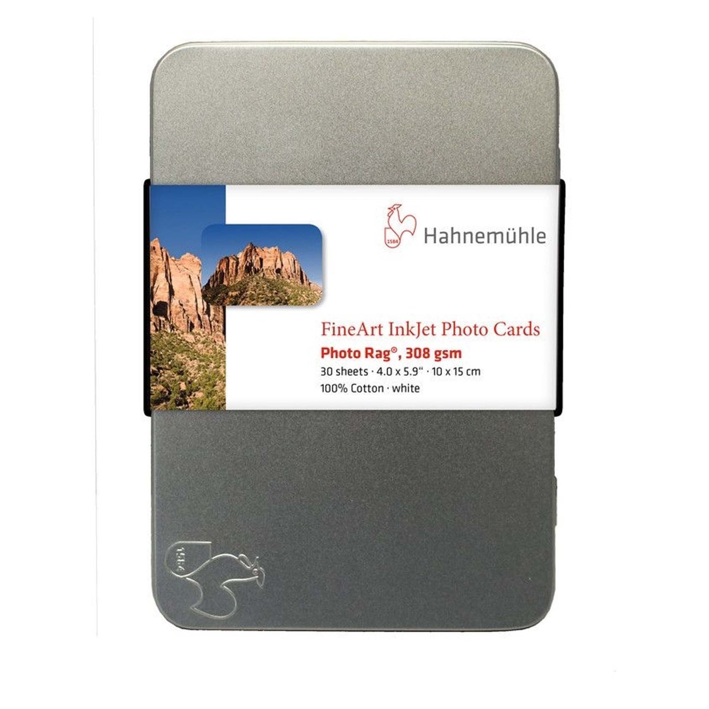 Hahnemuehle Photo Rag 308 gr Photo Cards 10x15cm 30 vel in metalen doosje