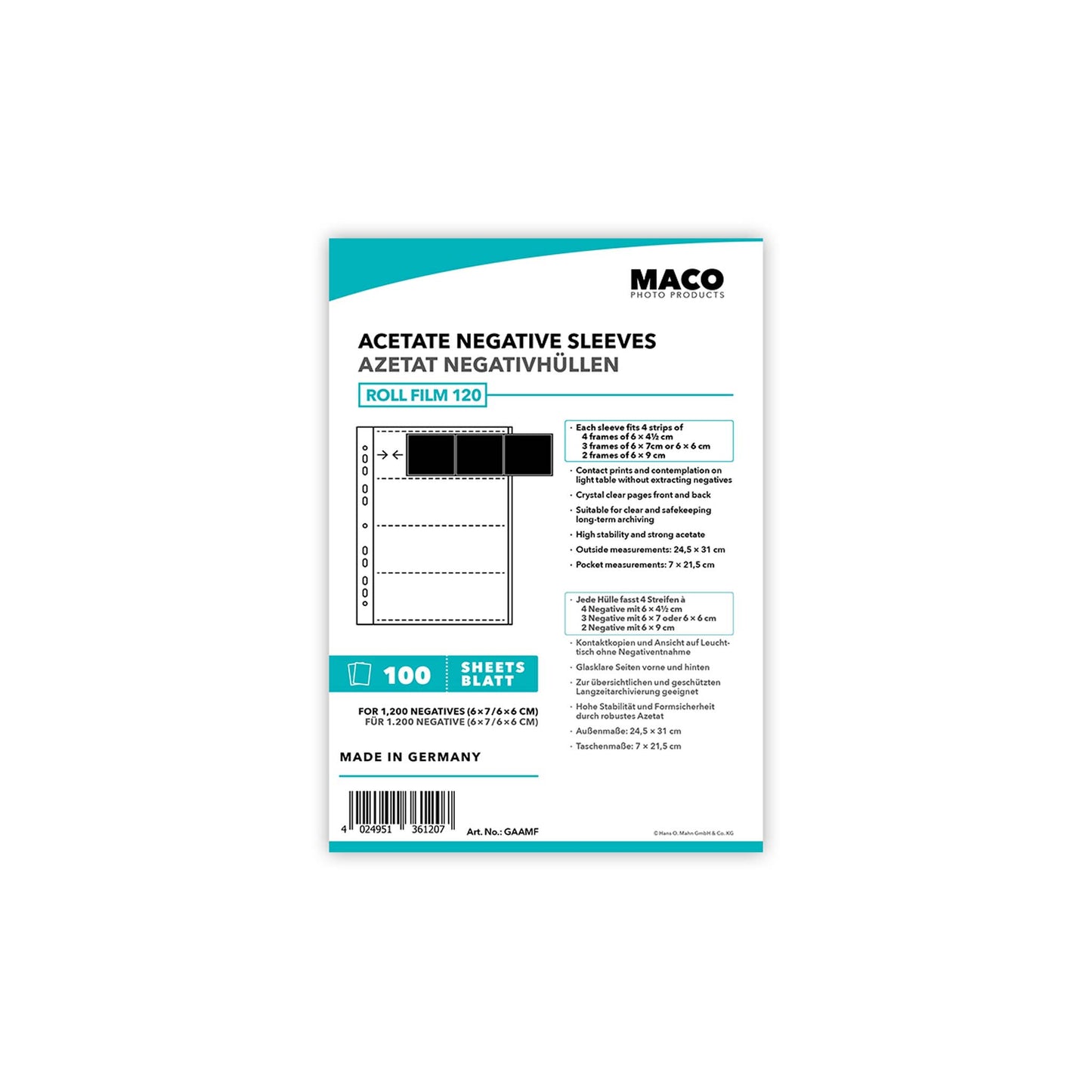 Maco Negatief bladen 6x6 acetaat 100 vel