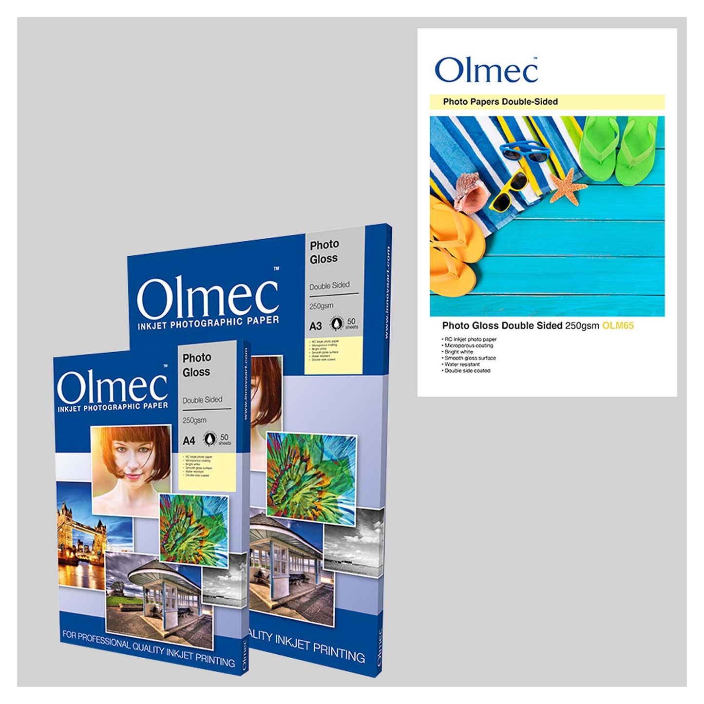 Olmec Inkjet A3 250 gr. Gloss dubbelzijdig 50 vel.