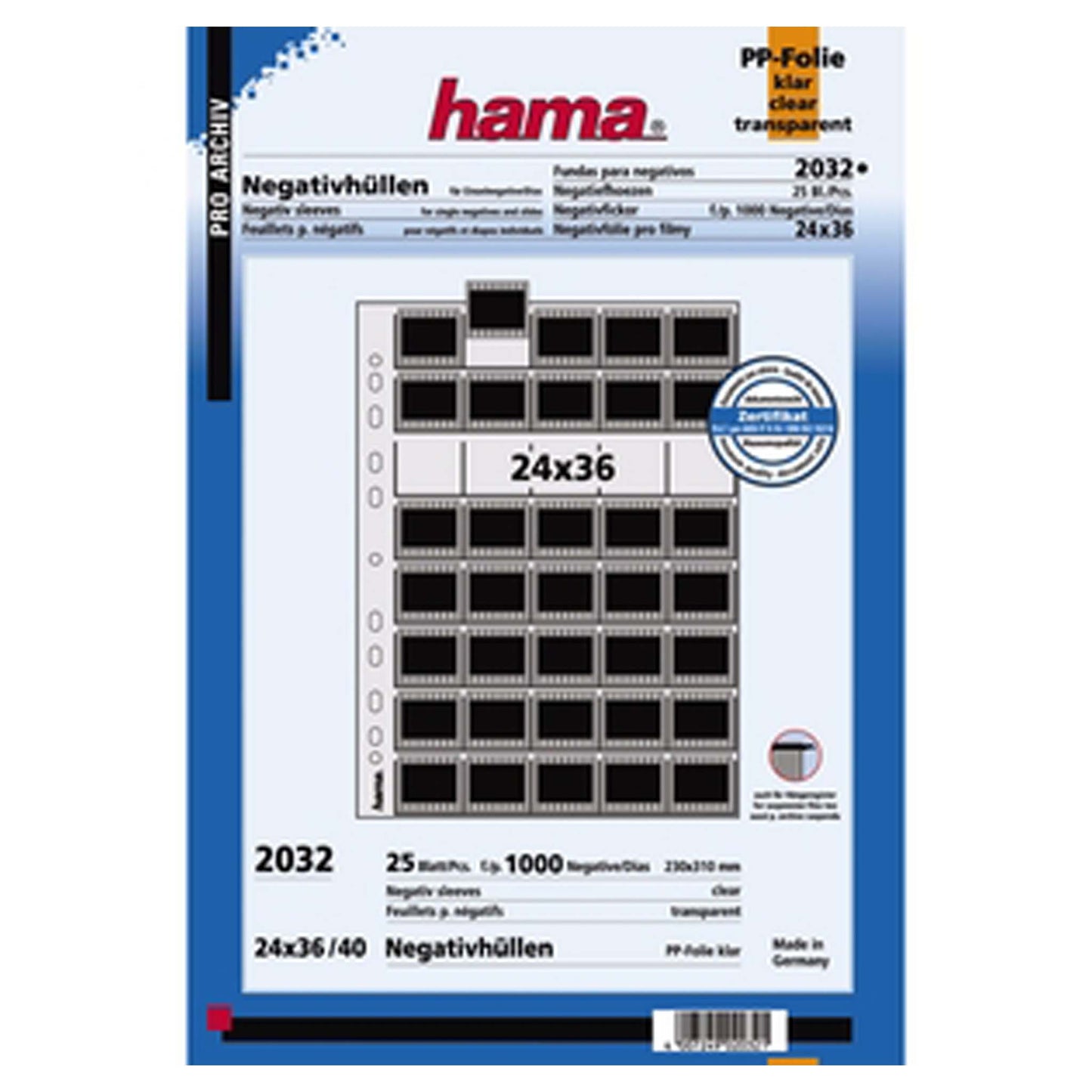 Hama negatief bladen helder 25 vel voor losse dia's Hama 2032