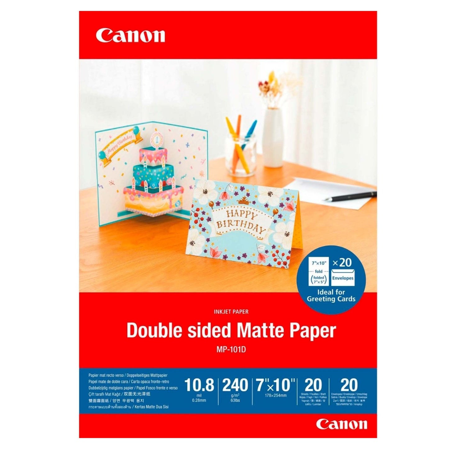 Canon MP-101 D Dubbelzijdig Mat Papier 178x254mm 20 vel + 20 verzend enveloppen