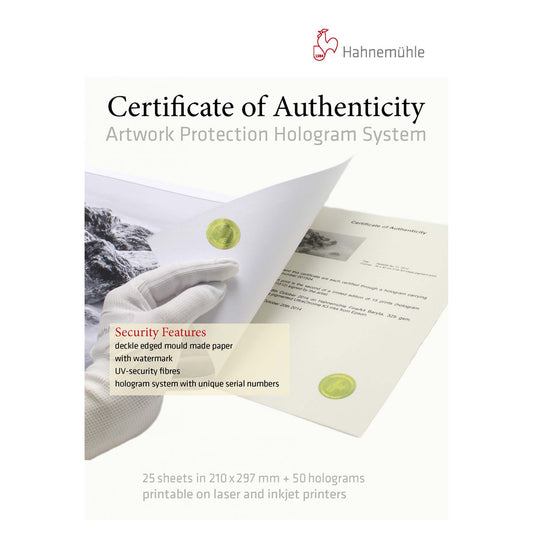 Hahnemühle Certificate of Authenticity A4
