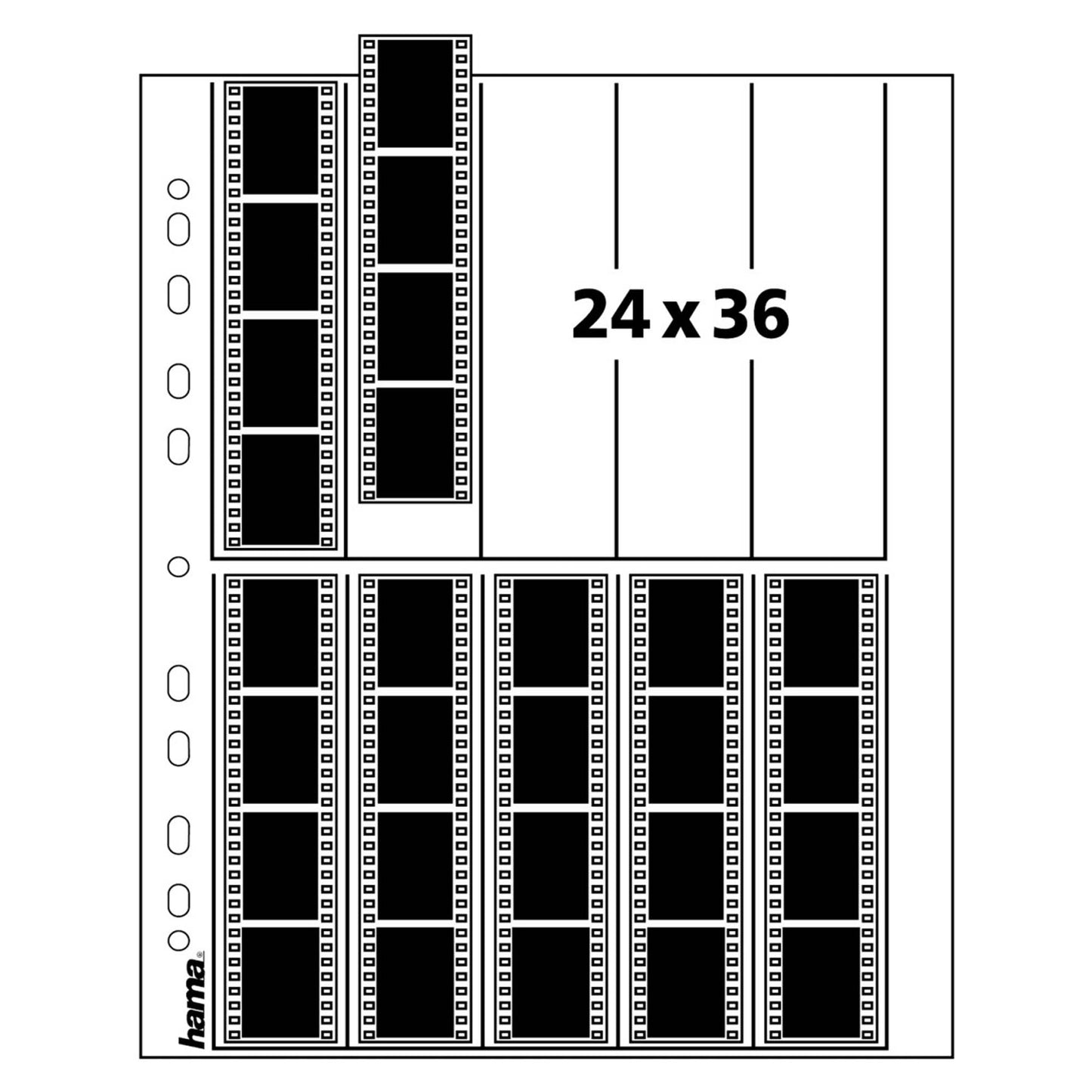 Hama negatief bladen kleinbeeld pergamijn 25 vel 10 stroken van 4 negatieven Hama nr 2252