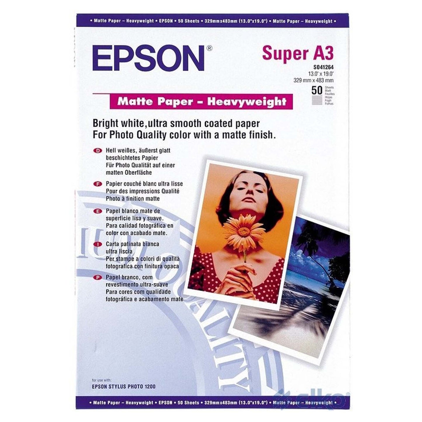 Epson Matte Paper Heavyweight 167gr. A3+ (330x483mm) 50 vel  C13S041264