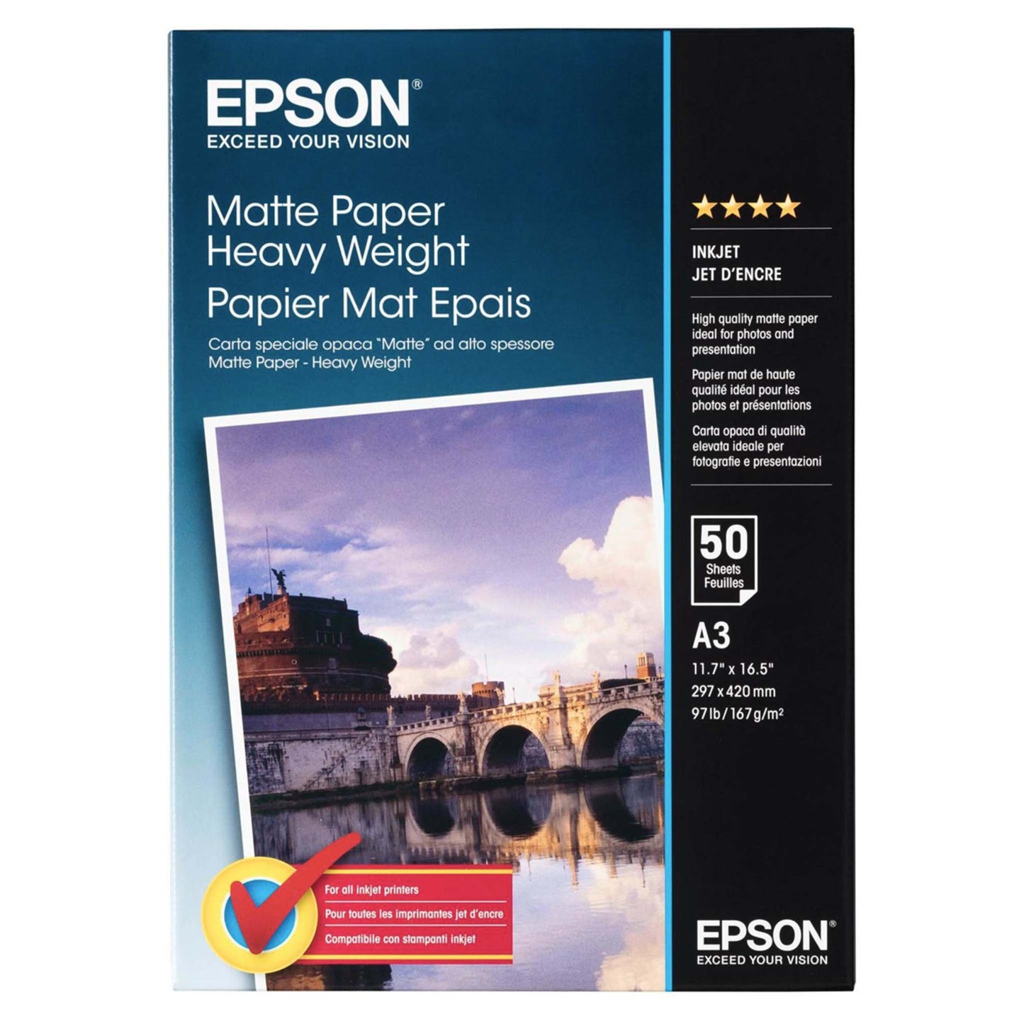 Epson Matte Paper Heavyweight 167gr. A3 (297x420mm) 50 vel  C13S041261