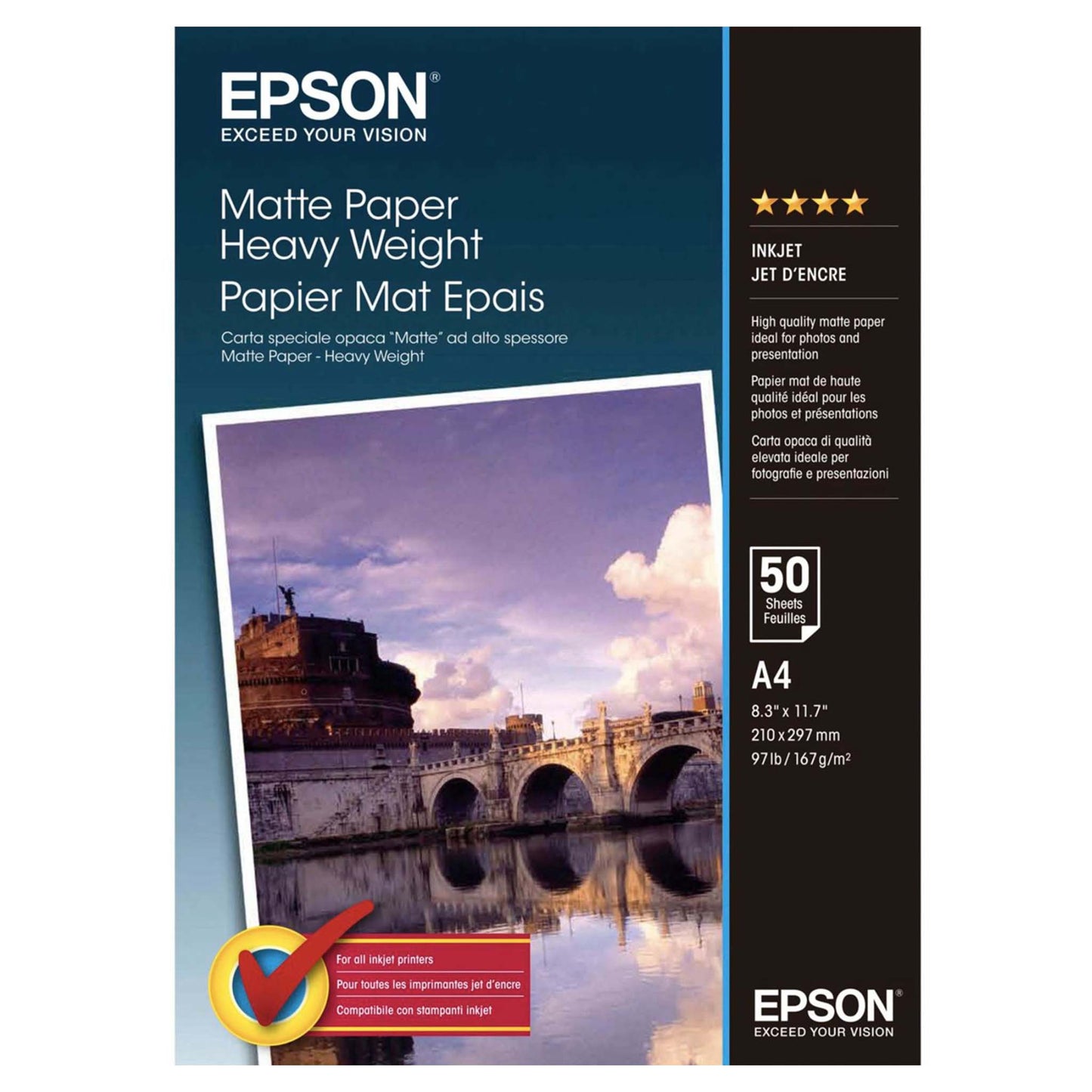 Epson Matte Paper Heavyweight 167gr. A4 50 vel C13S041256
