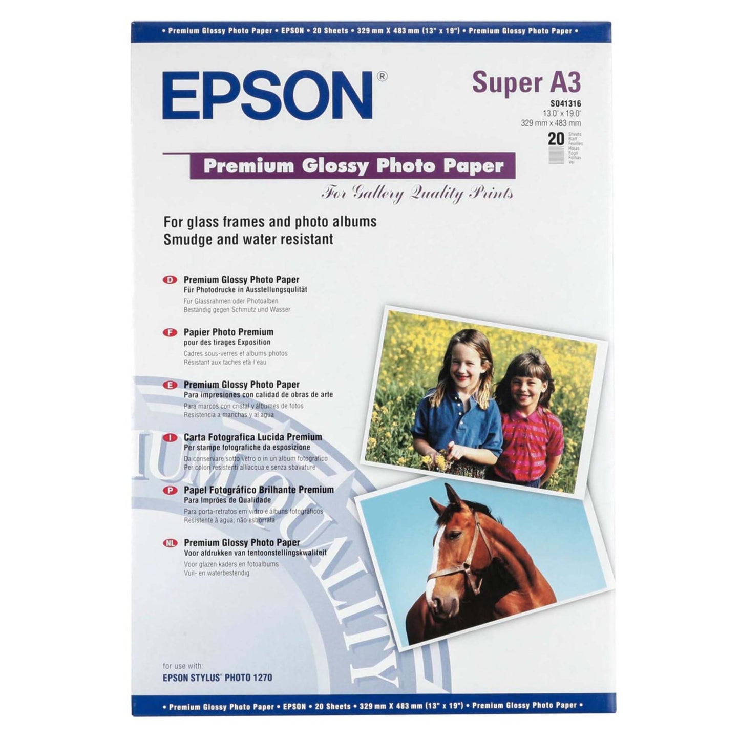 Epson Premium Glossy Photo Paper 255gr. A3+ 20 vel C13S041316