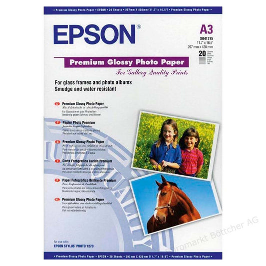 Epson Premium Glossy Photo Paper 255gr A3 20 vel C13S041315