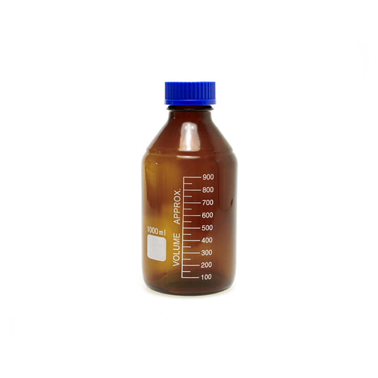 FotoImpex Bruine glazen fles met blauwe dop 1000ml