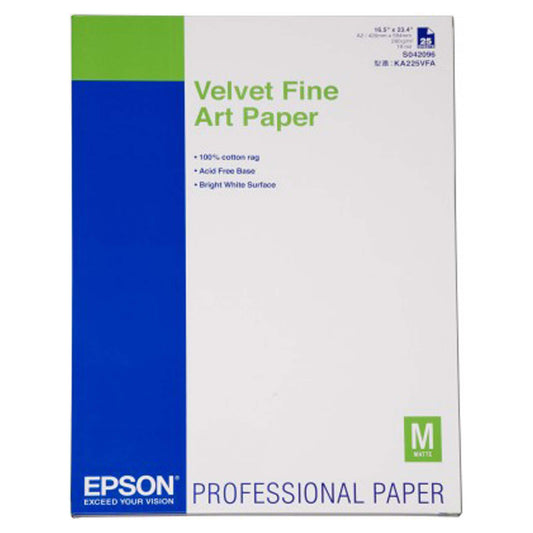 Epson Velvet Fine Art Paper 260 gr  A2 (420mm x 584mm) 25vel C13S042096