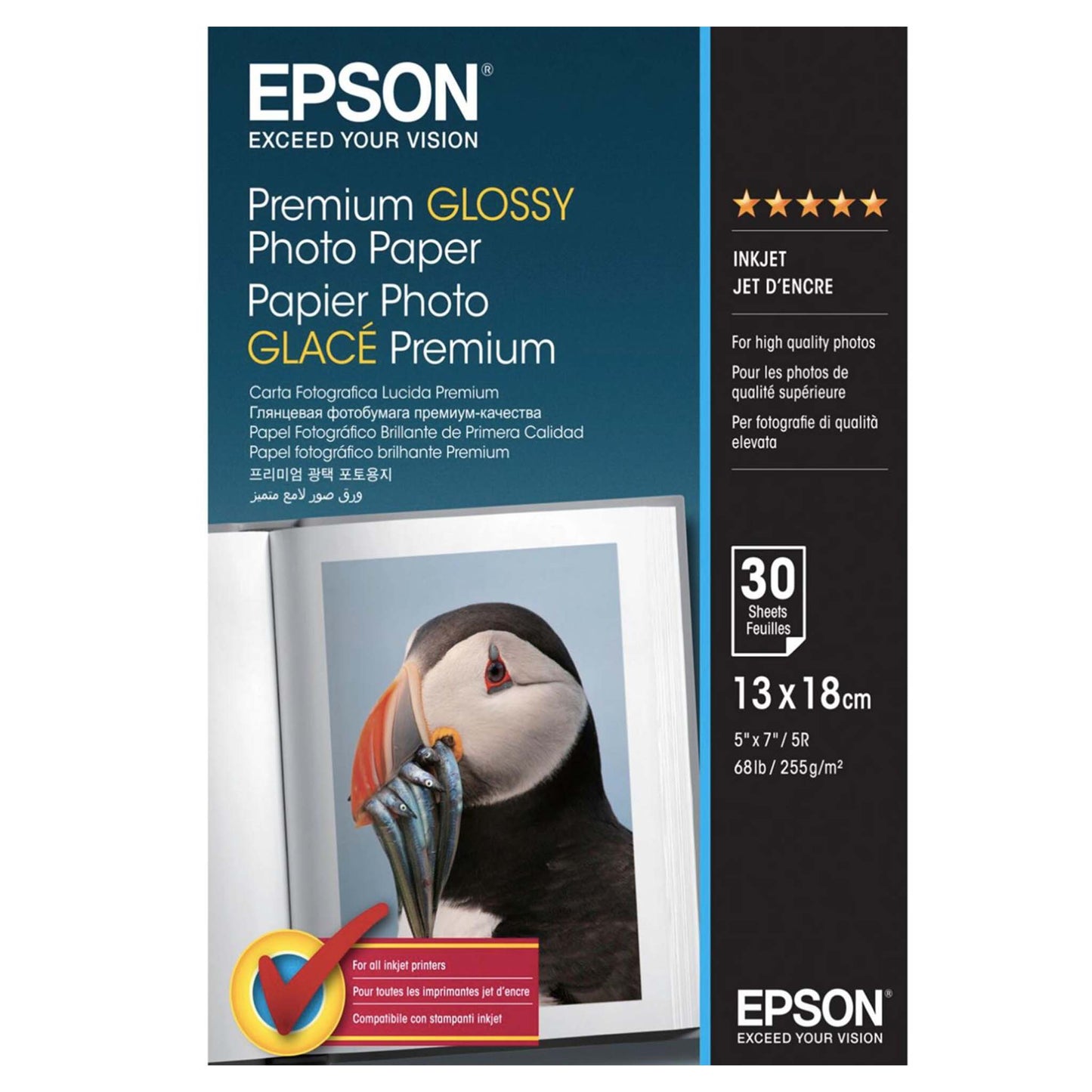 Epson Premium Glossy Photo Paper 225gr.  13x18cm, 30 vel C13S042154