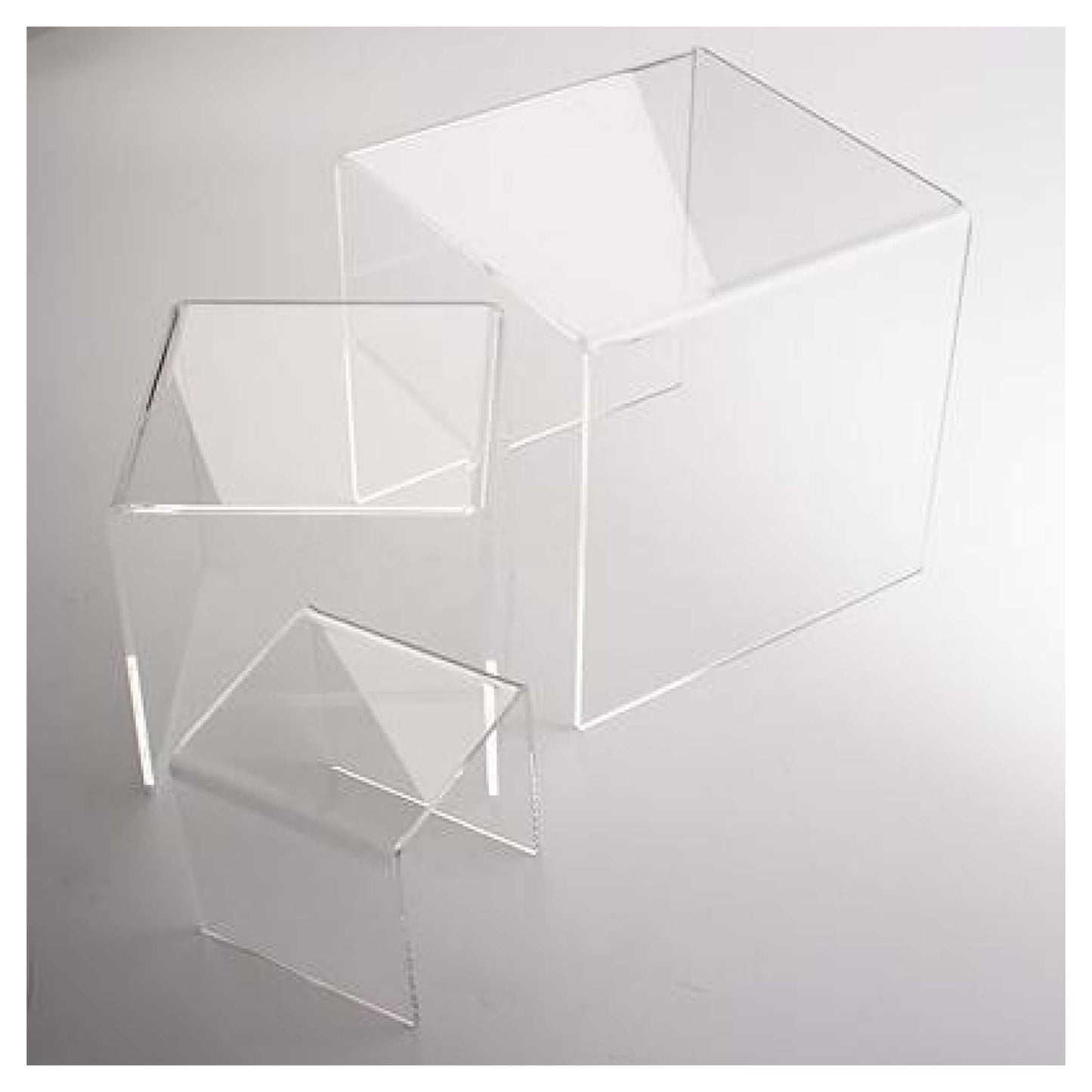 Helios Plexiglas 3 standaards transparant 1 x 10x10x10, 1 x 15x15x15 en 1 x  20x20x20cm