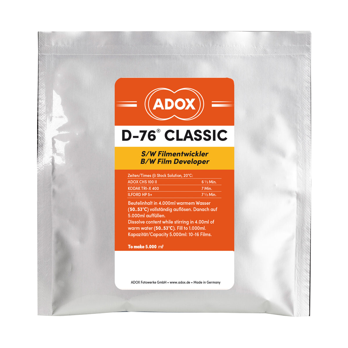 Adox D-76 CLASSIC poederontwikkelaar voor het maken van 5 liter