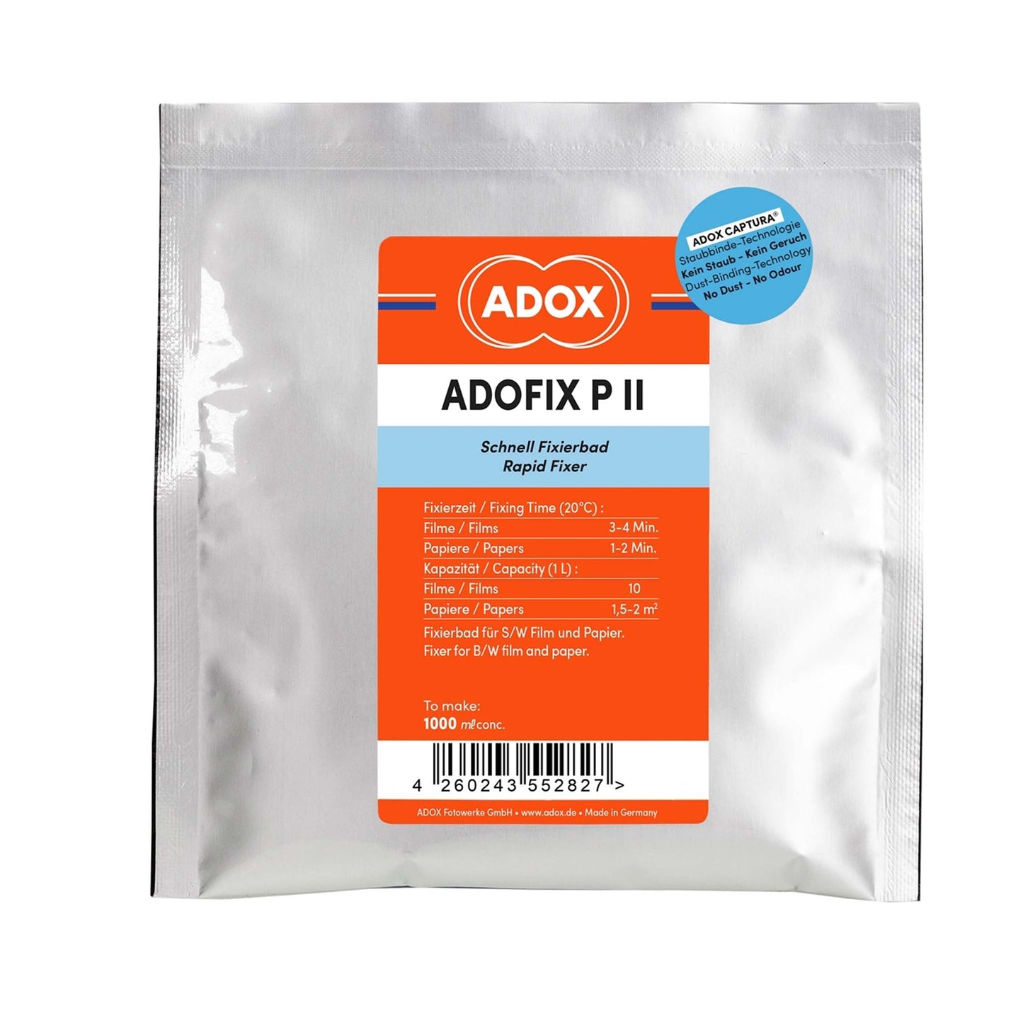 ADOX ADOFIX P II fixeer poeder. Om 1 ltr fixeer aan te maken