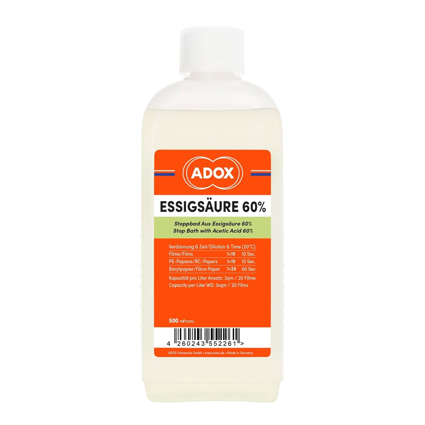 ADOX Stopbad 500ml. Azijnzuur 60%