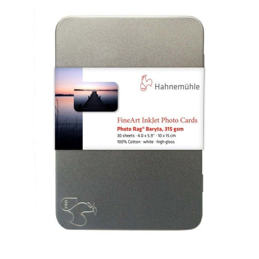 Hahnemuehle Photo Rag Baryta 315 gr Photo Cards 10x15cm 30 vel in metalen doosje