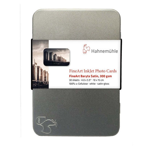 Hahnemuehle Fine Art Baryta Satin 300gr Photo Cards 10x15cm 30 vel in metalen doosje