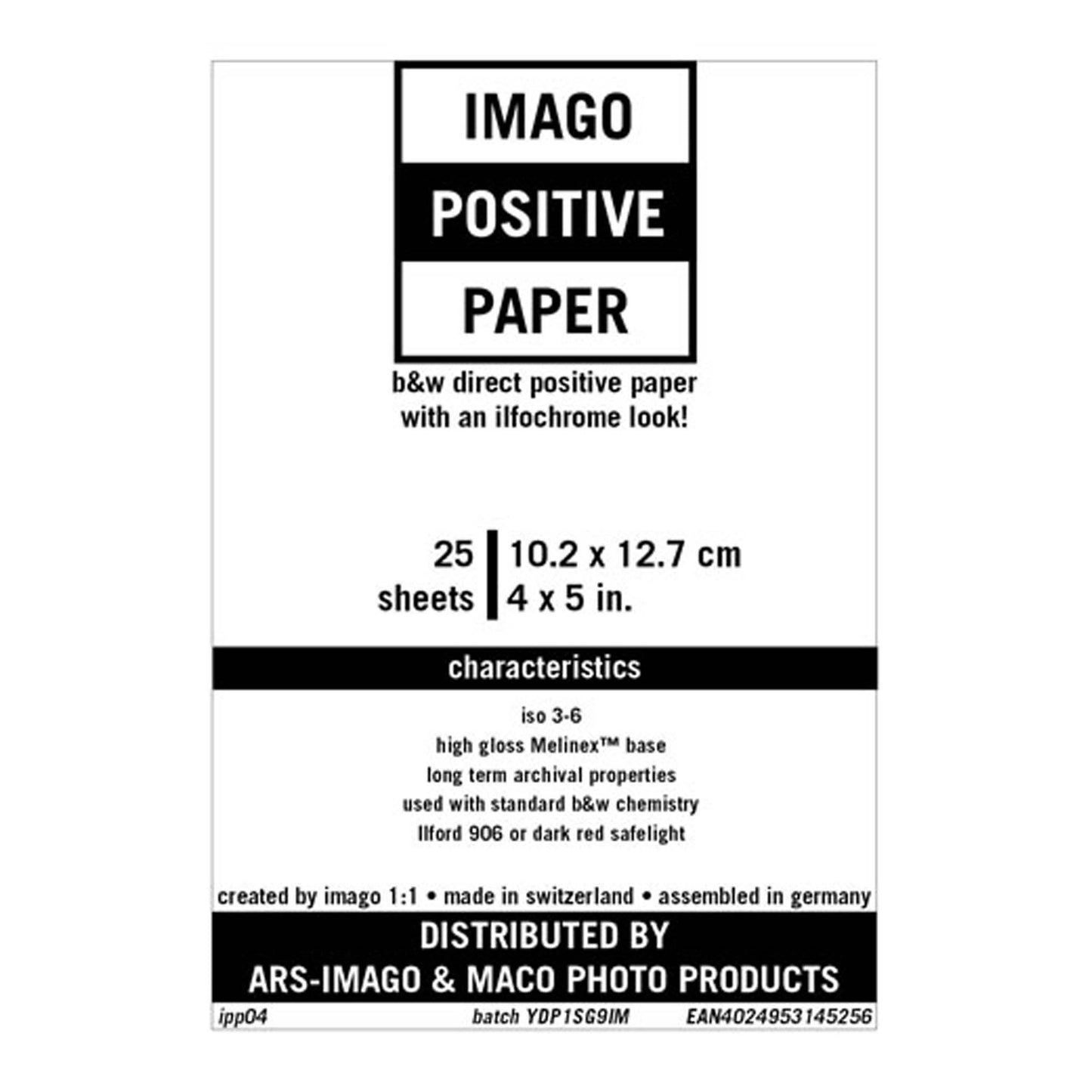 Imago Direct Positive Paper 10,2x12,7cm 25 vel Glans