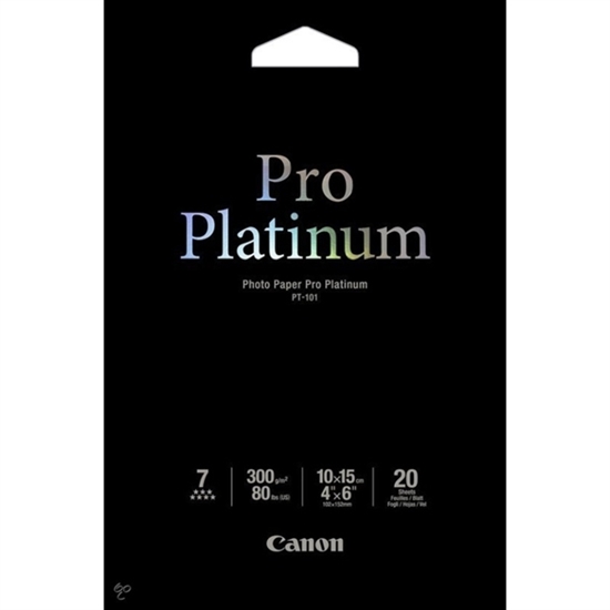 Afbeelding van Canon PT-101 Pro Platinum Photo Paper High Gloss 10x15cm 20 vel 300gr. art.nr. 2429348