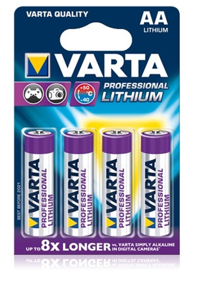 Afbeelding van Varta Professional Lithium AA batterij 1,5 V 4 stuks verpakking art.nr. 76729