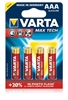 Afbeelding van Varta Max Power Alkaline AAA batterij 1,5 V 4 stuks verpakking art.nr. 9423