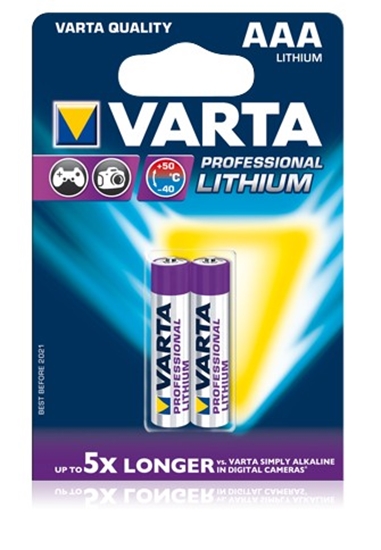 Afbeelding van Varta Professional Lithium AAA batterij 1,5 V 2 stuks verpakking art.nr. 10913