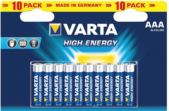Afbeelding van Varta High Energy Alkaline AAA-LR-03 1.5 V 10 stuks verpakking art.nr. 9323