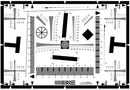 Afbeelding van Testkaart voor het testen van scherpte en vertekening 32x47cm art.nr. 73868