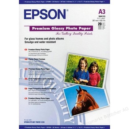 Afbeelding van Epson Premium Glossy Photo Paper 255gr A3 20 vel C13S041315 art.nr. 410471021