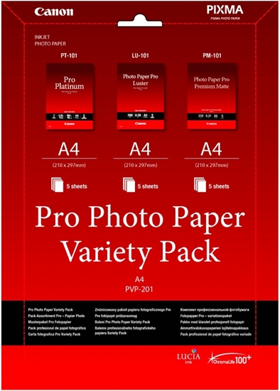 Afbeelding van Canon PVP-201 Pro Photo Paper Variety Pack A4  3 x 5 vel art.nr. 21451