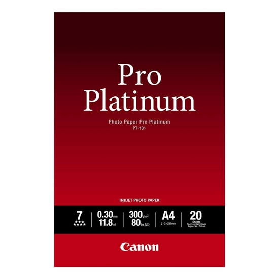 Afbeelding van Canon PT-101 Pro Platinum Photo Paper High Gloss A4 20 vel 300gr. art.nr. 411656412