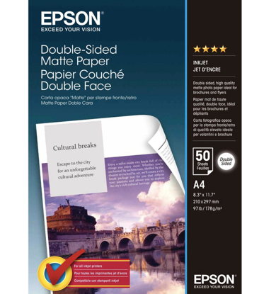 Epson Double Sided Matte Paper A4 (210x297mm) 50 vel C13S041569