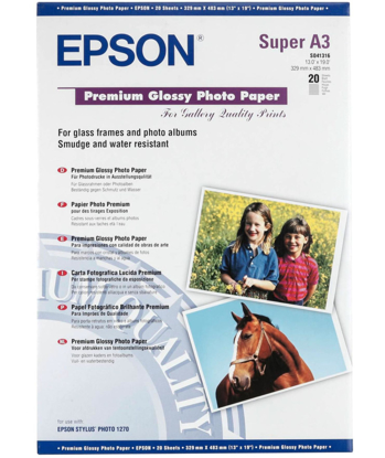 Epson Premium Glossy Photo Paper 255gr. A3+ 20 vel C13S041316