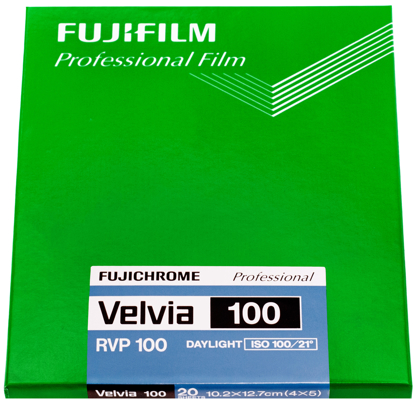 Fuji Fujichrome Velvia 100 4x5 inch 20 vel art.nr. 10062
